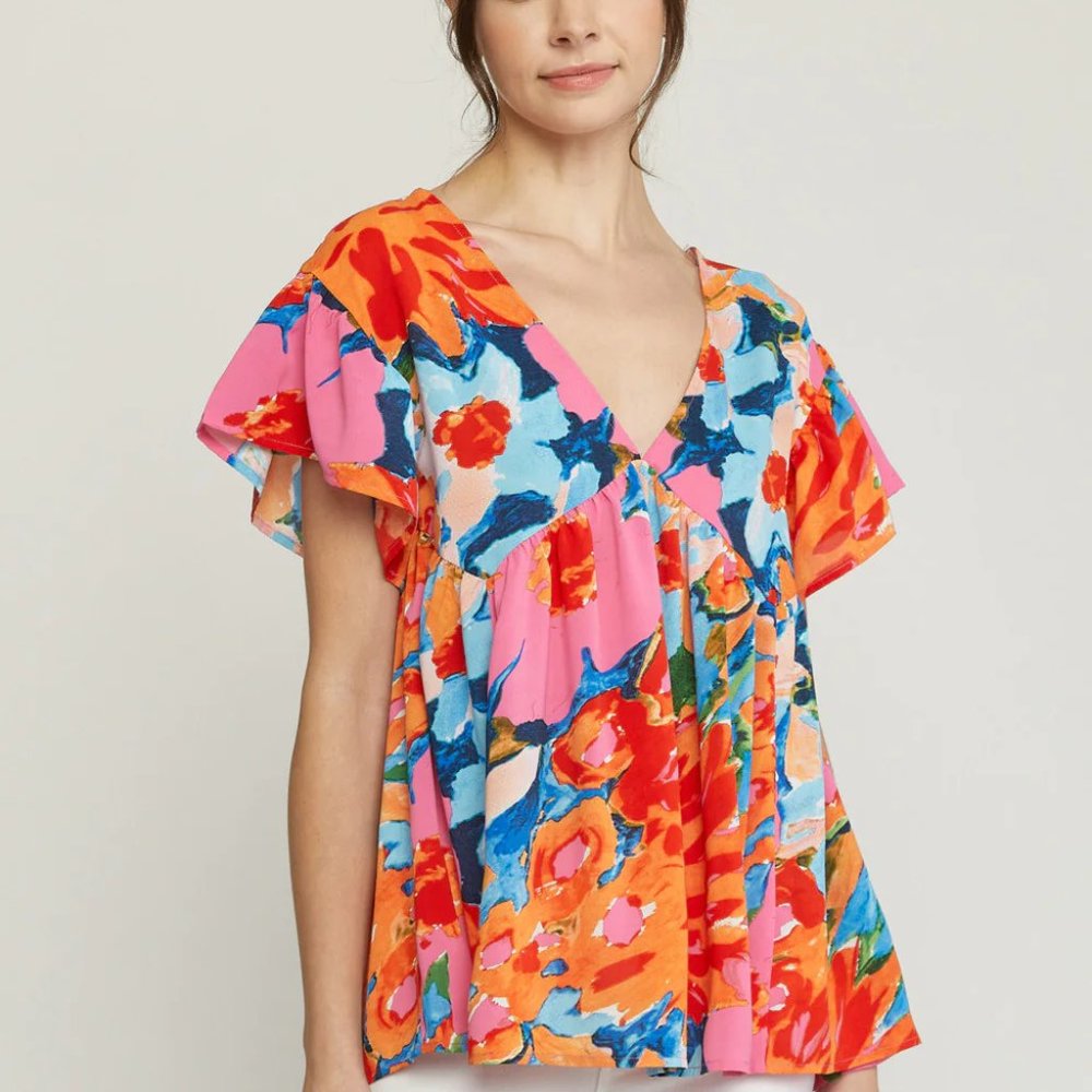 Brand New ENTRO BOLD + BRIGHT ABSTRACT BLOUSE Size Small